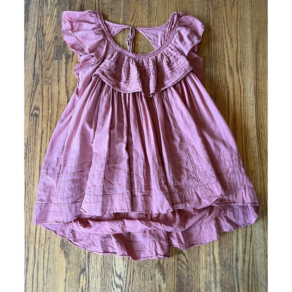 Free People Pink Boho Babydoll Sheek Mini Ruffle Dress   Women's Size Medium - Picture 3 of 9